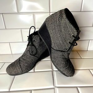 TOMS herringbone wedge bootie